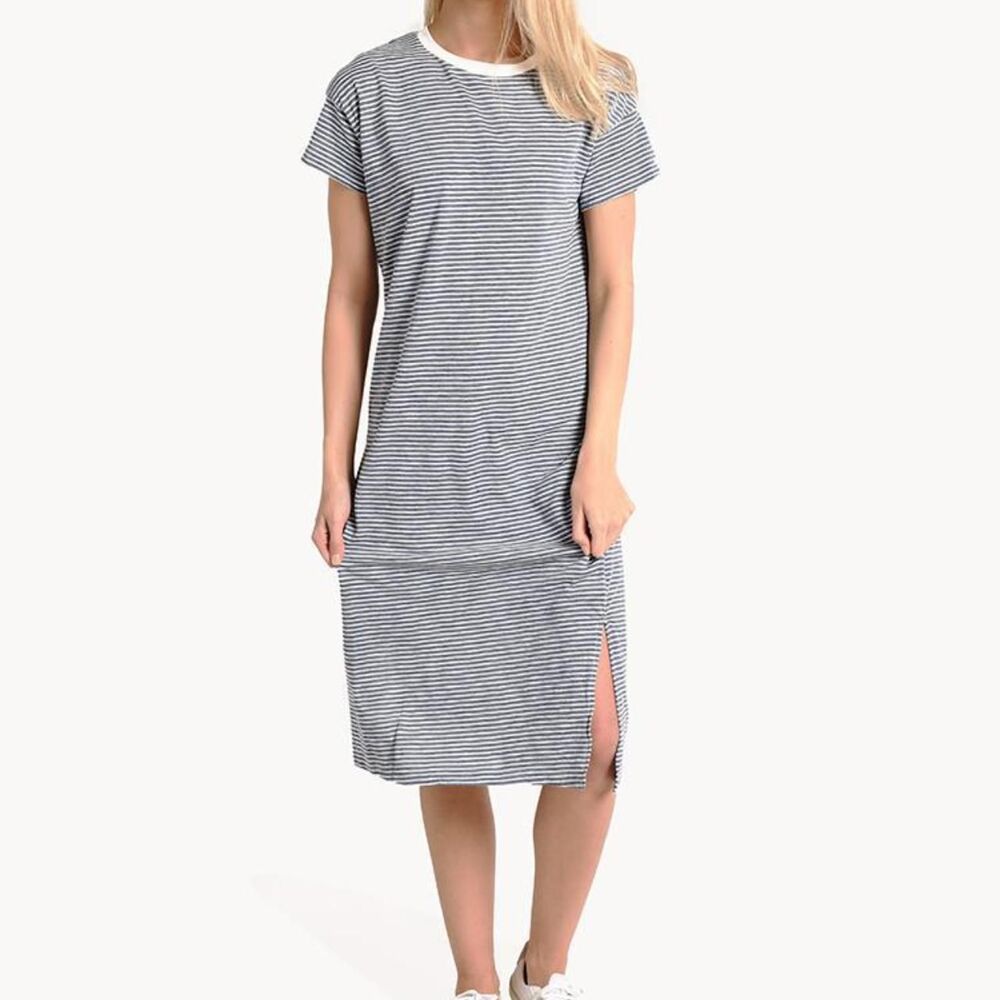 MOD REF The Mill Dress - Casual Striped T-shirt Midi dress Blue White M